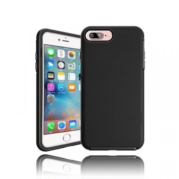 Wholesale iPhone 7 Plus Hard Gummy Hybrid Case (Black)